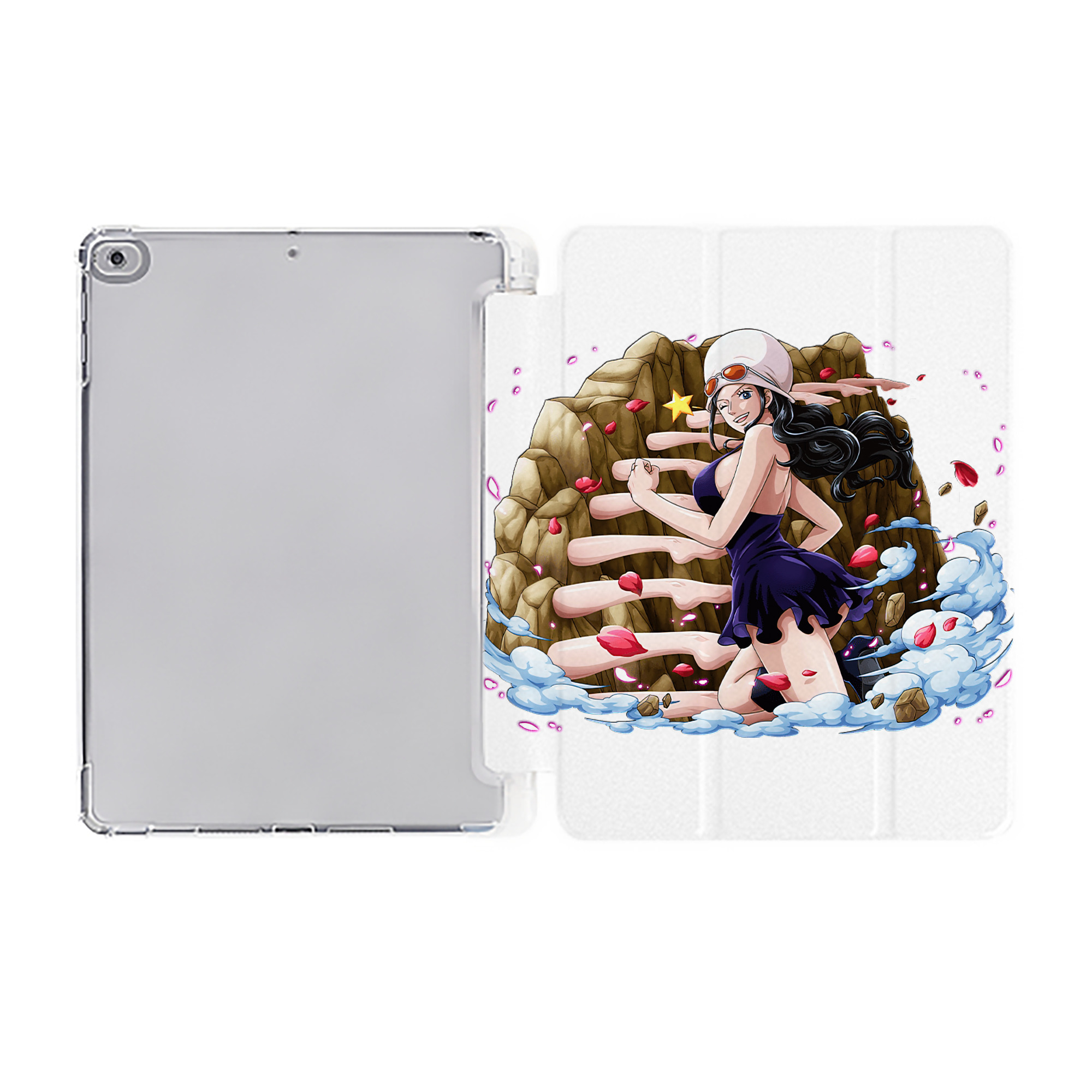（画像用） ワンピース ニコ・ロビン ONE PIECE Nico Robin IPad ケース ペン収納付き 三つ折りスタンド PUレザー×シリコン 対応機種9.5/10.5/10.9インチ